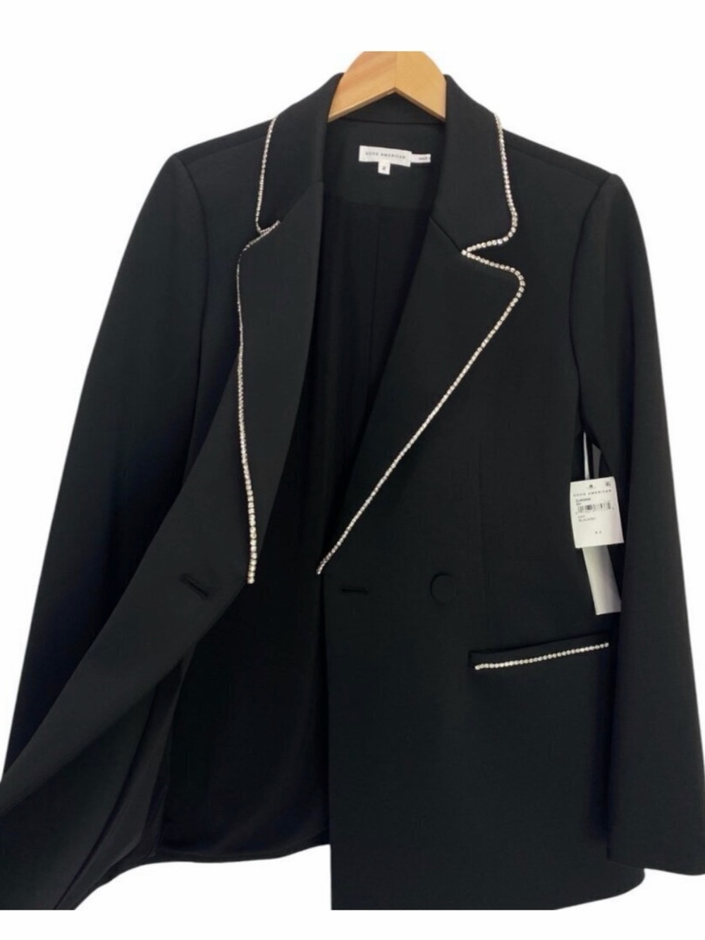 Good American Scuba Crystal Embellished Double Breasted Scuba Blazer Sz M - Picture 9 of 15